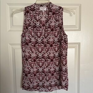 Laundry Maroon and White Sleeveless Blouse